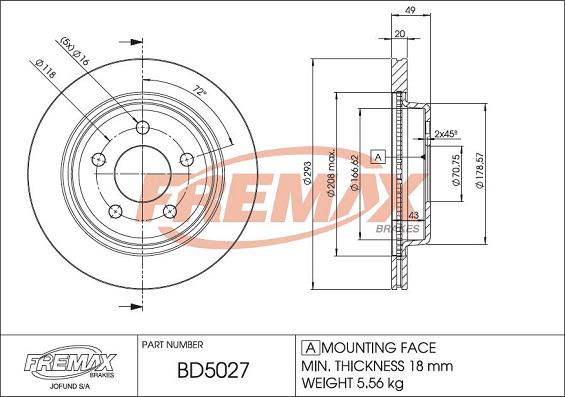 FREMAX BD-5027 - Bremžu diski autodraugiem.lv