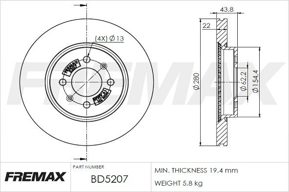 FREMAX BD-5207 - Bremžu diski autodraugiem.lv