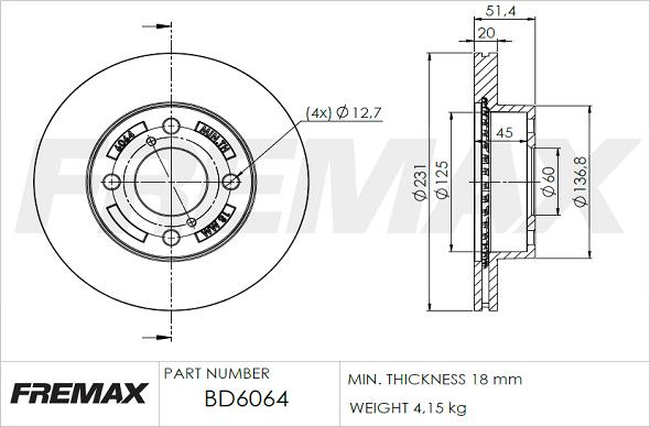 FREMAX BD-6064 - Bremžu diski autodraugiem.lv