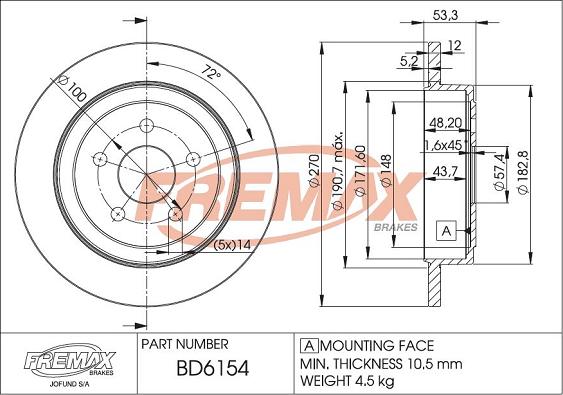 FREMAX BD-6154 - Bremžu diski autodraugiem.lv