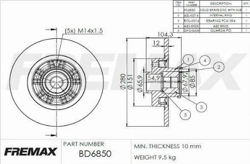 FREMAX BD-6850-KT - Bremžu diski autodraugiem.lv