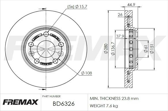 FREMAX BD-6326 - Bremžu diski autodraugiem.lv