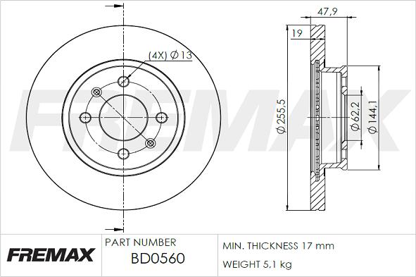 FREMAX BD-0560 - Bremžu diski autodraugiem.lv