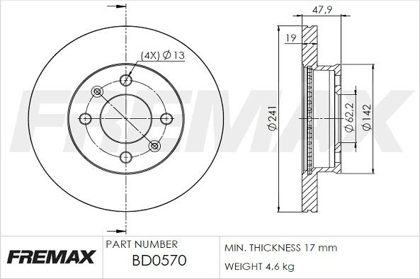 FREMAX BD-0570 - Bremžu diski autodraugiem.lv