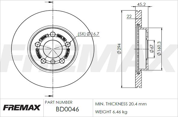 FREMAX BD-0046 - Bremžu diski autodraugiem.lv