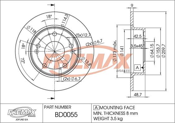 FREMAX BD-0055 - Bremžu diski autodraugiem.lv