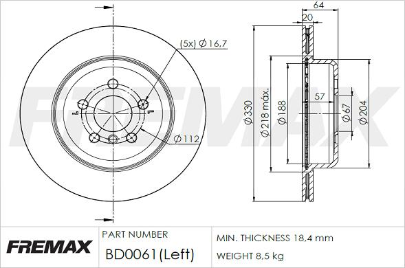 FREMAX BD-0061 - Bremžu diski autodraugiem.lv