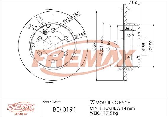 FREMAX BD-0191 - Bremžu diski autodraugiem.lv