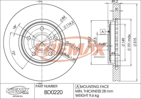 FREMAX BD-0220 - Bremžu diski autodraugiem.lv