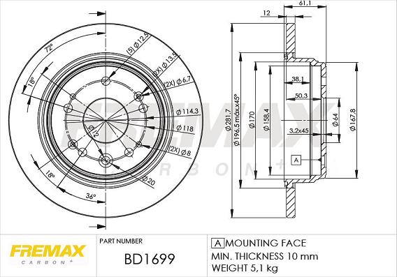 FREMAX BD-1699 - Bremžu diski autodraugiem.lv