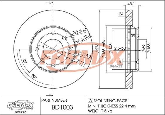 FREMAX BD-1003 - Bremžu diski autodraugiem.lv