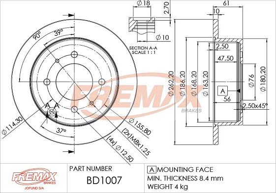 FREMAX BD-1007 - Bremžu diski autodraugiem.lv