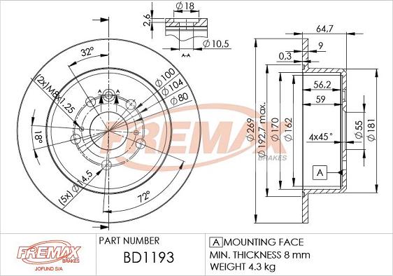 FREMAX BD-1193 - Bremžu diski autodraugiem.lv