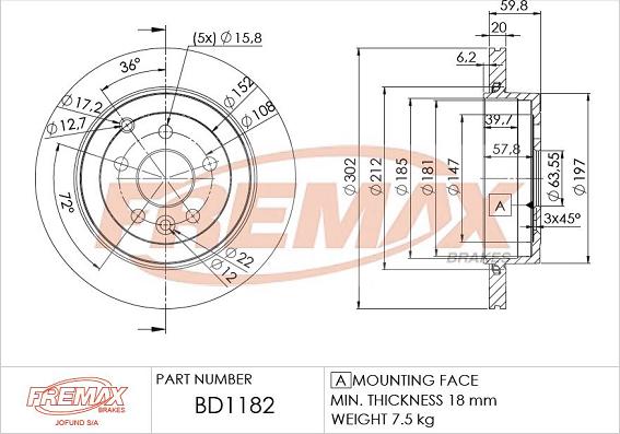 FREMAX BD-1182 - Bremžu diski autodraugiem.lv