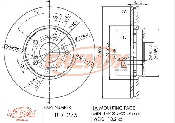 FREMAX BD-1275 - Bremžu diski autodraugiem.lv