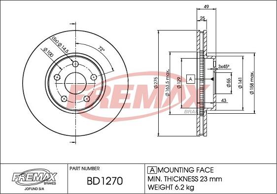 FREMAX BD-1270 - Bremžu diski autodraugiem.lv