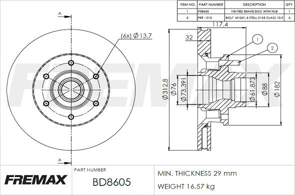 FREMAX BD-8605 - Bremžu diski autodraugiem.lv