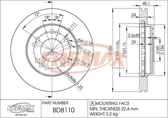 FREMAX BD-8110 - Bremžu diski autodraugiem.lv