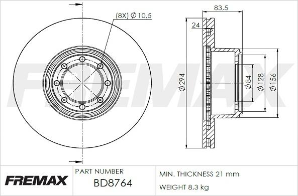 FREMAX BD-8764 - Bremžu diski autodraugiem.lv