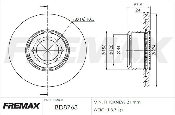 FREMAX BD-8763 - Bremžu diski autodraugiem.lv