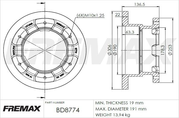 FREMAX BD-8774 - Bremžu diski autodraugiem.lv