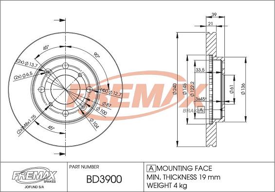 FREMAX BD-3900 - Bremžu diski autodraugiem.lv