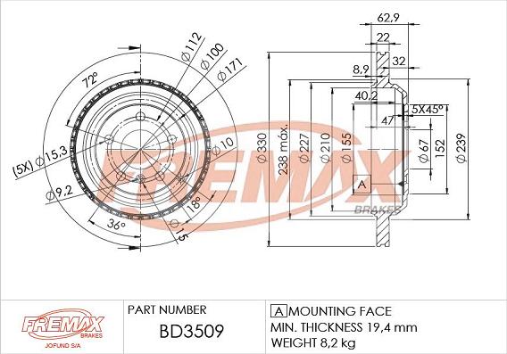 FREMAX BD-3509 - Bremžu diski autodraugiem.lv