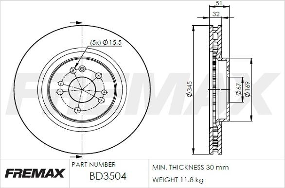 FREMAX BD-3504 - Bremžu diski autodraugiem.lv