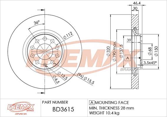 FREMAX BD-3615 - Bremžu diski autodraugiem.lv