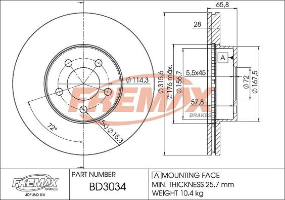 FREMAX BD-3034 - Bremžu diski autodraugiem.lv