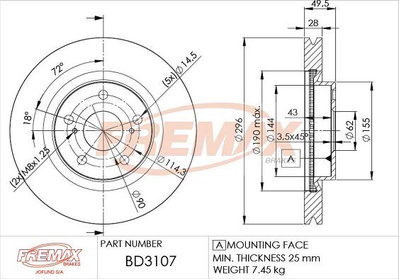 FREMAX BD-3107 - Bremžu diski autodraugiem.lv