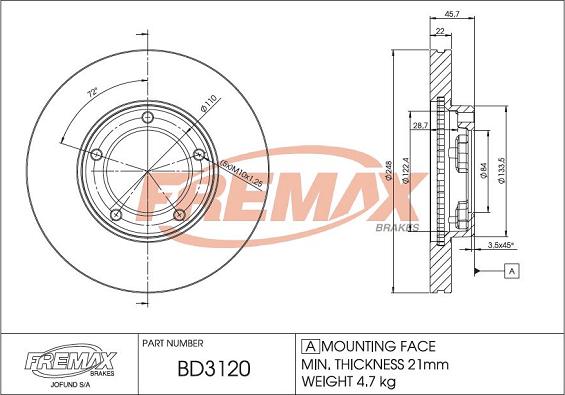 FREMAX BD-3120 - Bremžu diski autodraugiem.lv