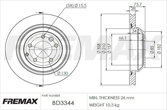 FREMAX BD-3344 - Bremžu diski autodraugiem.lv