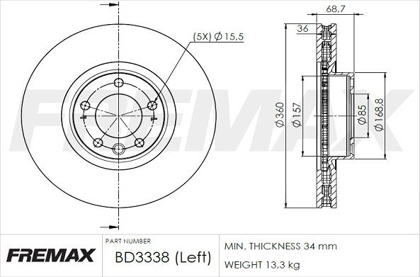 FREMAX BD-3338 - Bremžu diski autodraugiem.lv