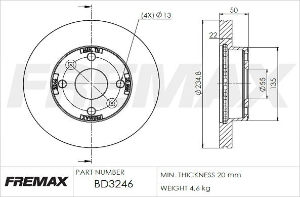 FREMAX BD-3246 - Bremžu diski autodraugiem.lv