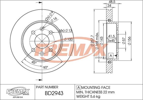 FREMAX BD-2943 - Bremžu diski autodraugiem.lv