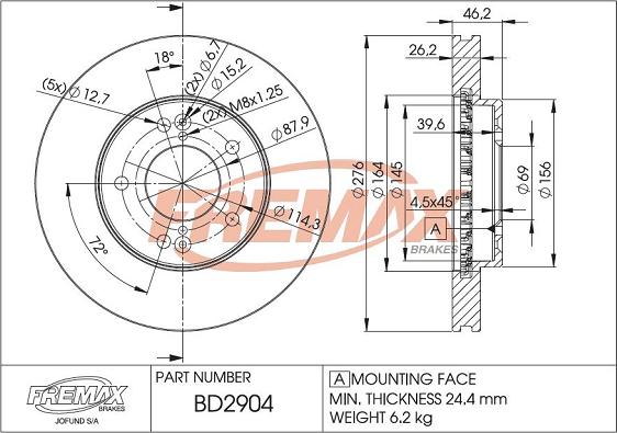 FREMAX BD-2904 - Bremžu diski autodraugiem.lv