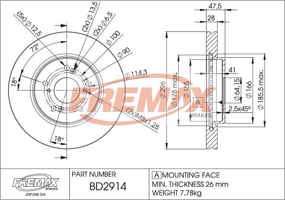 FREMAX BD-2914 - Bremžu diski autodraugiem.lv