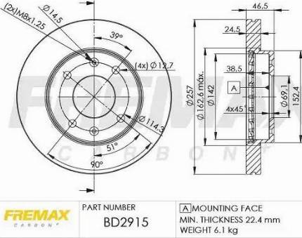 FREMAX BD-2915 - Bremžu diski autodraugiem.lv