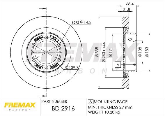 FREMAX BD-2916 - Bremžu diski autodraugiem.lv