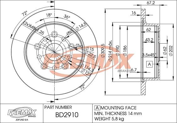 FREMAX BD-2910 - Bremžu diski autodraugiem.lv