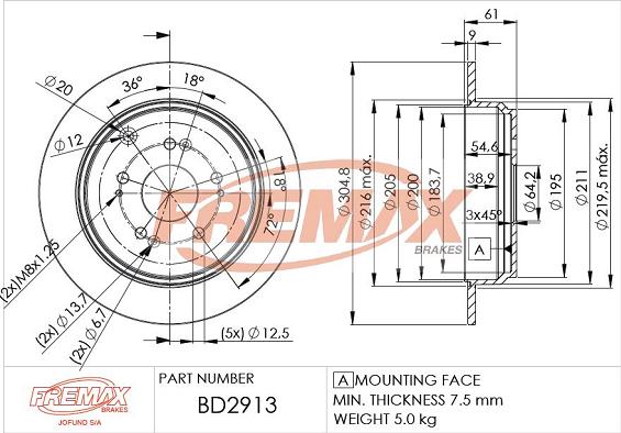 FREMAX BD-2913 - Bremžu diski autodraugiem.lv