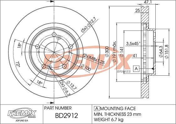 FREMAX BD-2912 - Bremžu diski autodraugiem.lv