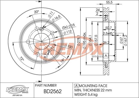 FREMAX BD-2562 - Bremžu diski autodraugiem.lv