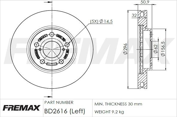 FREMAX BD-2616 - Bremžu diski autodraugiem.lv