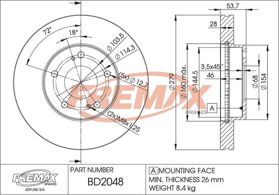 FREMAX BD-2048 - Bremžu diski autodraugiem.lv