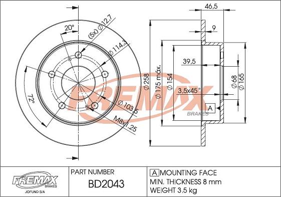 FREMAX BD-2043 - Bremžu diski autodraugiem.lv