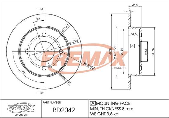 FREMAX BD-2042 - Bremžu diski autodraugiem.lv