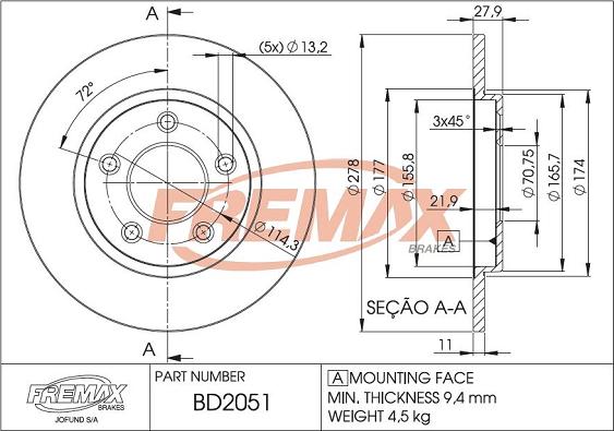 FREMAX BD-2051 - Bremžu diski autodraugiem.lv