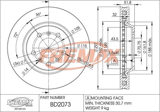 FREMAX BD-2073 - Bremžu diski autodraugiem.lv